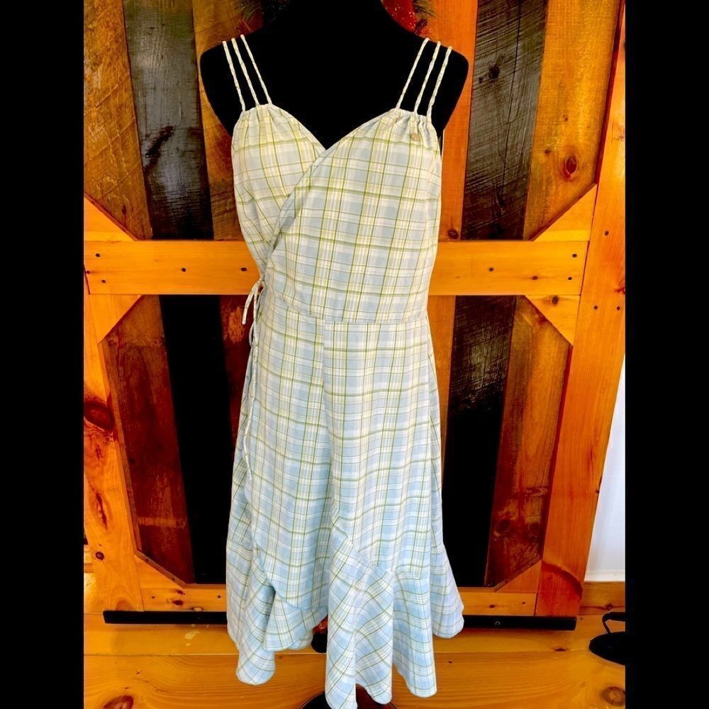 B by Burton 100% cotton plaid wrap dress